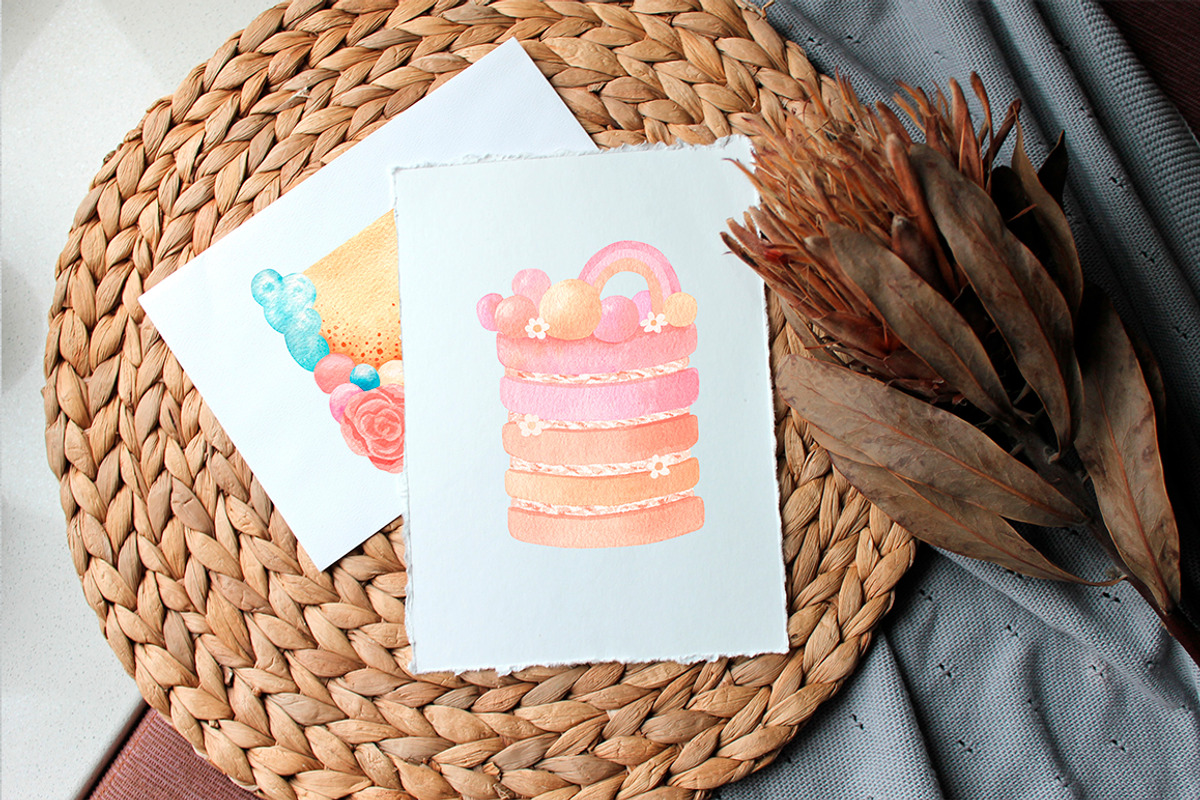 Boho Cakes Watercolor Set, an Illustration by Art Dari Autumn (Photo 3 of 13)