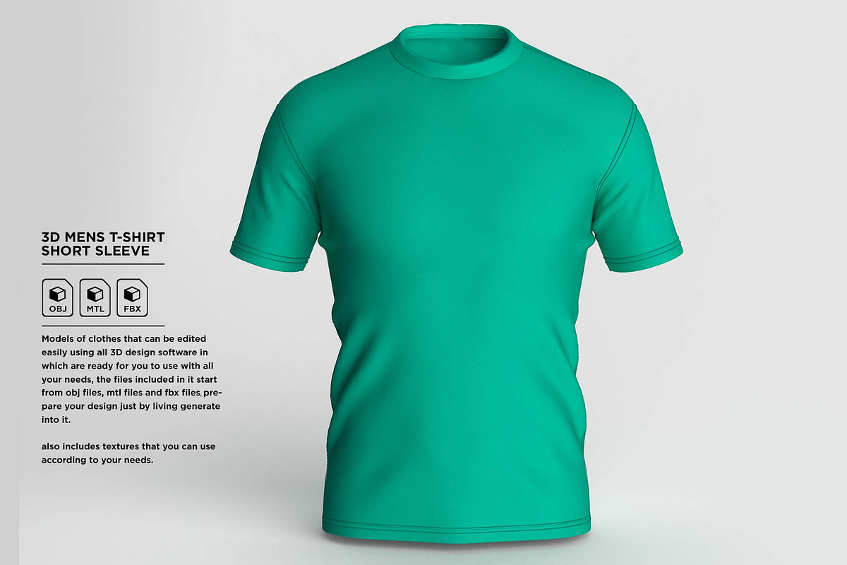 3D Mens T-Shirt Short Sleeve, an Object 3D Model by 3D Resource (Photo 1 of 5)