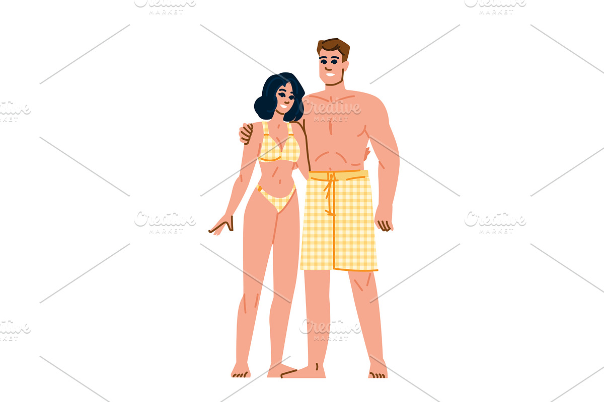 Young couple enjoying summer holiday, a Person Illustration by pikepicture