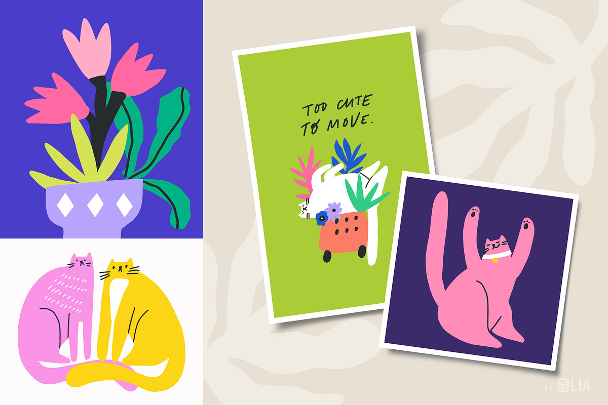 Cats & Spaces | 100% hand drawn, an Animal Illustration by Olia (Photo 2 of 12)