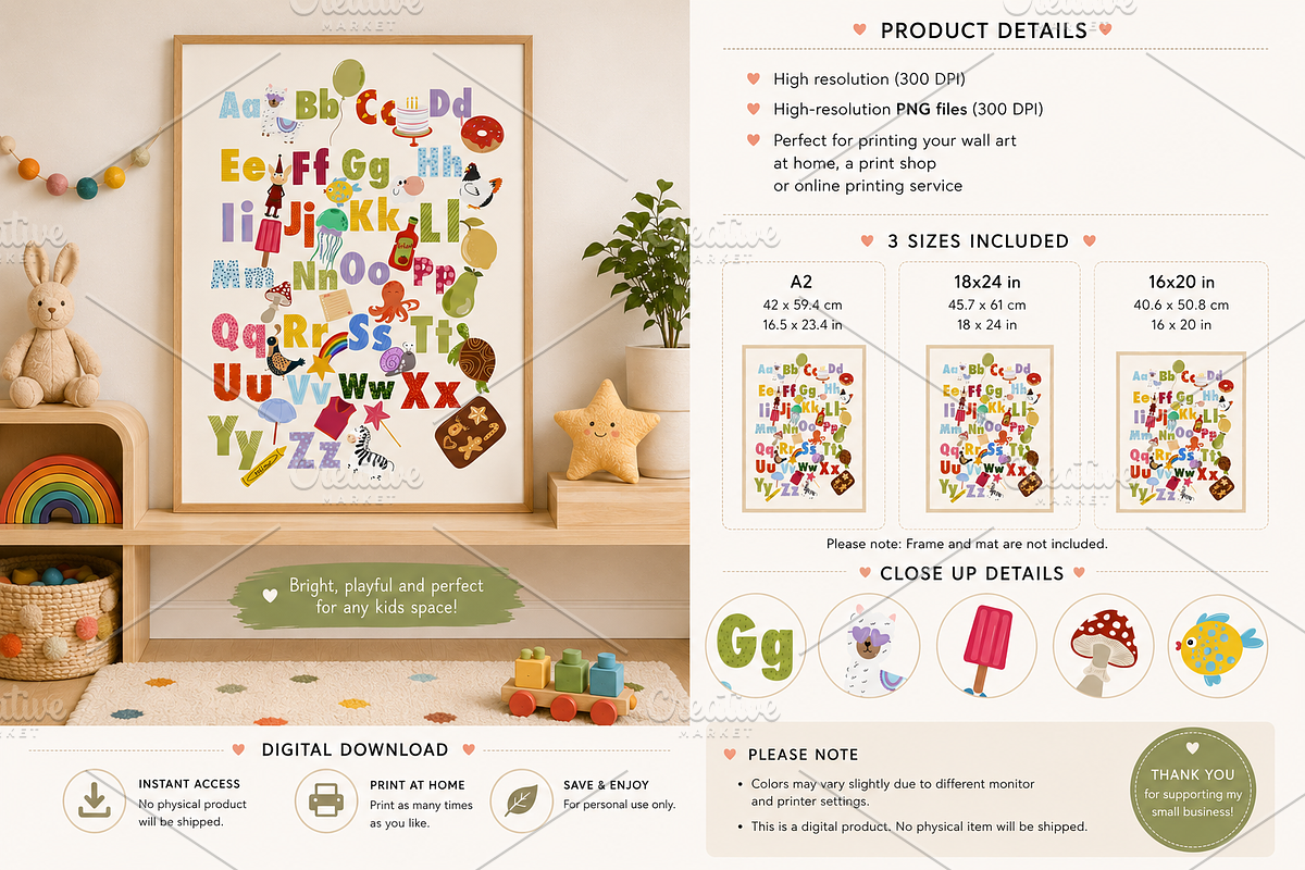 Alphabet Nursery Print: Hand Painted, an Education Illustration by Oleksandra Illustrates (Photo 1 of 12)