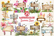 Summer Day Wooden Sign Clipart, an Illustration by Dream Creation (Thumbnail 1 of 6)