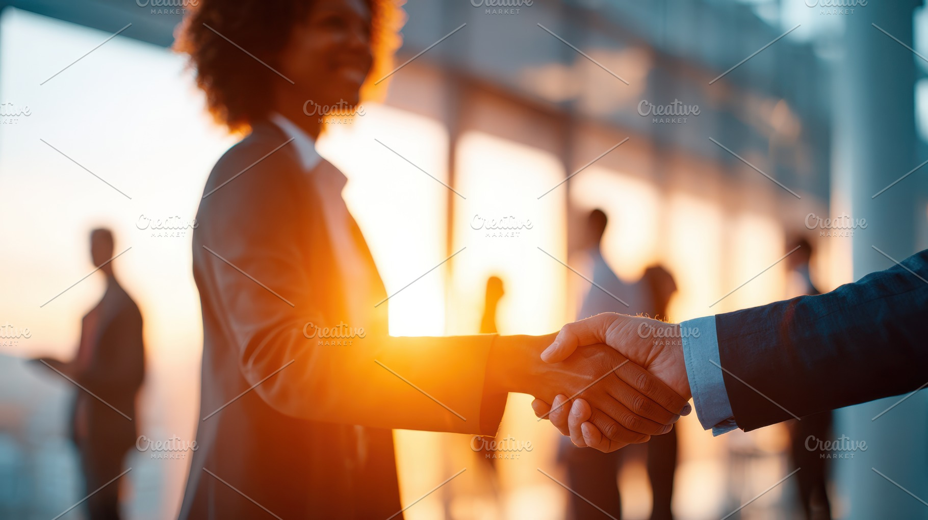 Business Handshake in Sunlit Office, a Business Photo by AlyaAnd