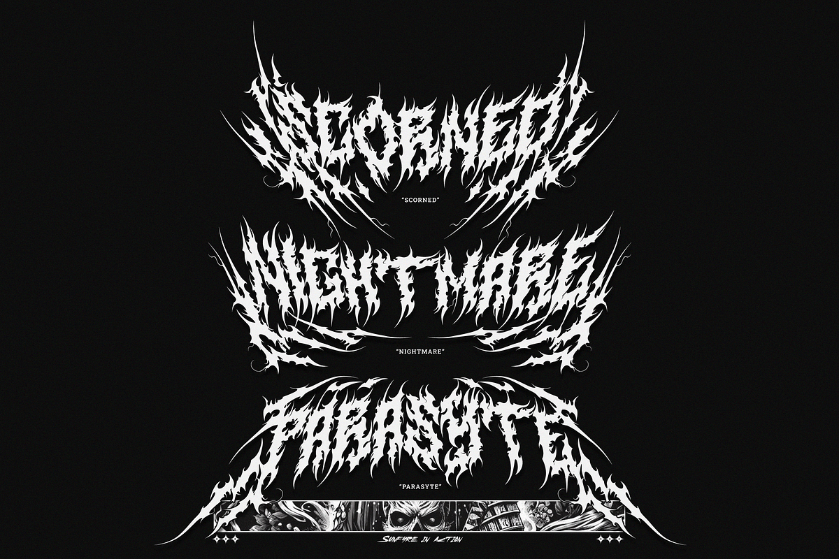 Sunfyre | Brutal Black Metal Font, a Blackletter Font by Ardana Creative (Photo 3 of 11)