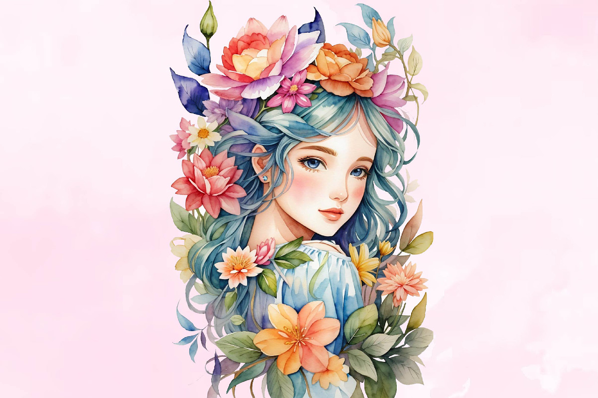 Watercolor Flower Fairy flowers clip, a Seasonal Illustration by Craft Nest (Photo 4 of 5)