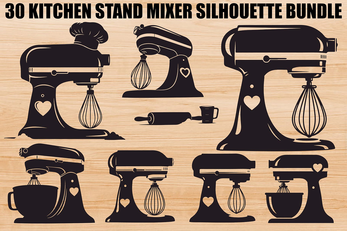 Kitchen Stand Mixer Silhouette Bundl, an Illustration by Gaye Art (Photo 1 of 31)