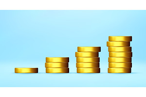 3D Stacks of gold coin increasing, a Finance Illustration by Abscent