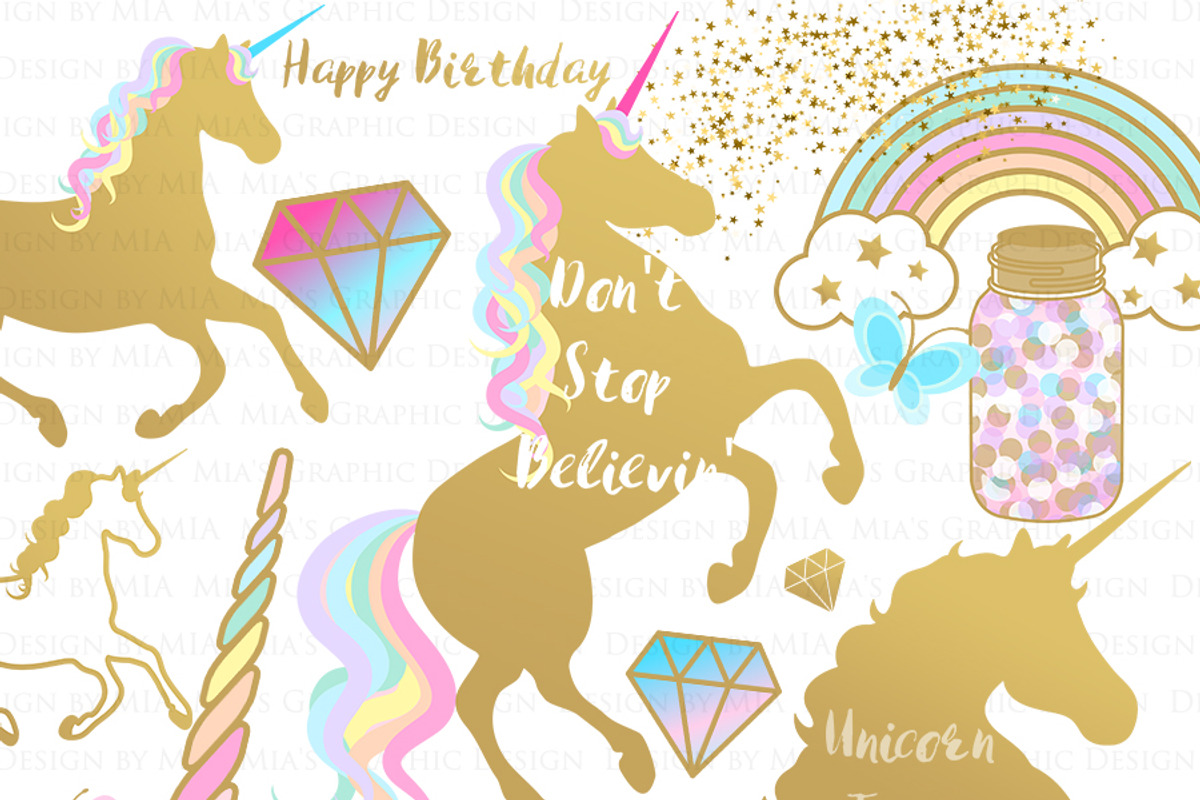 Magical Unicorns, Einhorn, Flat Gold, an Illustration by Mia's Graphic Design (Photo 4 of 9)