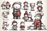 Whimsical Christmas Snowman Clipart, an Illustration by Dream Creation (Thumbnail 7 of 7)