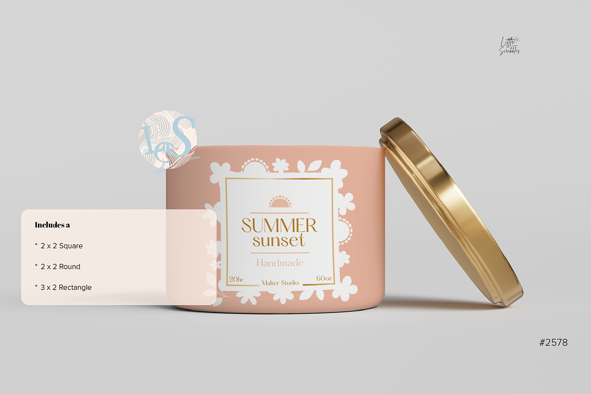 Minimal Floral Candle Label Template, a Stationery Template by Little Creative Scribbles (Photo 2 of 6)