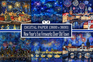 New Year’s Eve Fireworks, a Background Graphic by Printable Treasure