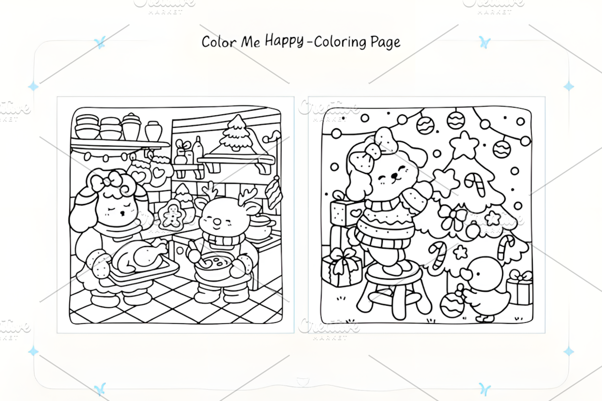 Merry Christmas Coloring Pages, a Decorative Illustration by Coco Bloom (Photo 3 of 4)