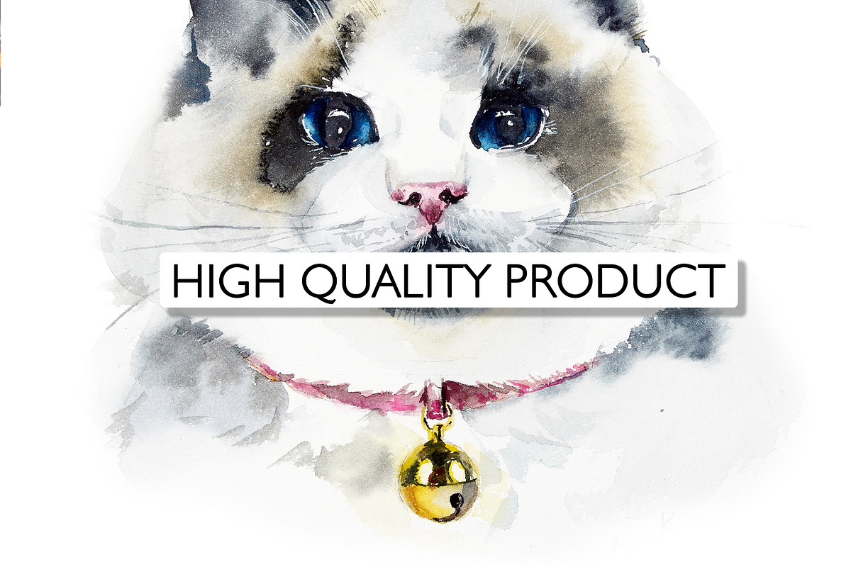 Watercolor Fluffy cats, an Animal Illustration by Budogoshch (Photo 5 of 7)