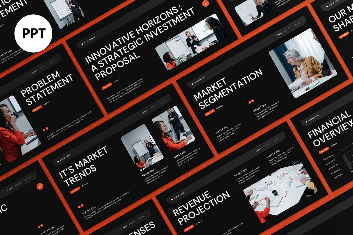 Black Orange Modern Pitch Deck PPT, a Presentation Template by graphicook (Photo 1 of 4)