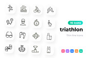 Triathlon 16 Thin Line Icons Set, an Outline Icon by Alex Blogoodf (Thumbnail 1 of 5)