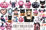 Watercolor Girly Halloween Clipart, an Illustration by OK Design (Thumbnail 1 of 5)