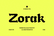 Zorak - Modern Blackletter Font, a Blackletter Font by Indotype Foundry (Thumbnail 1 of 10)
