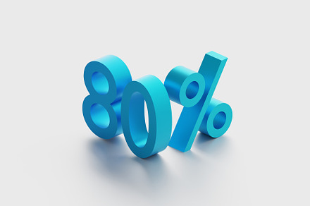 80 percent isometric text over white