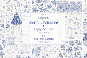 Christmas patterns Toile blue Vol.3