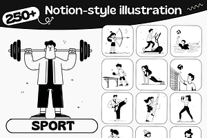 250 Notion Style Sport Illustrations, a Sport Illustration by DaisyStudio