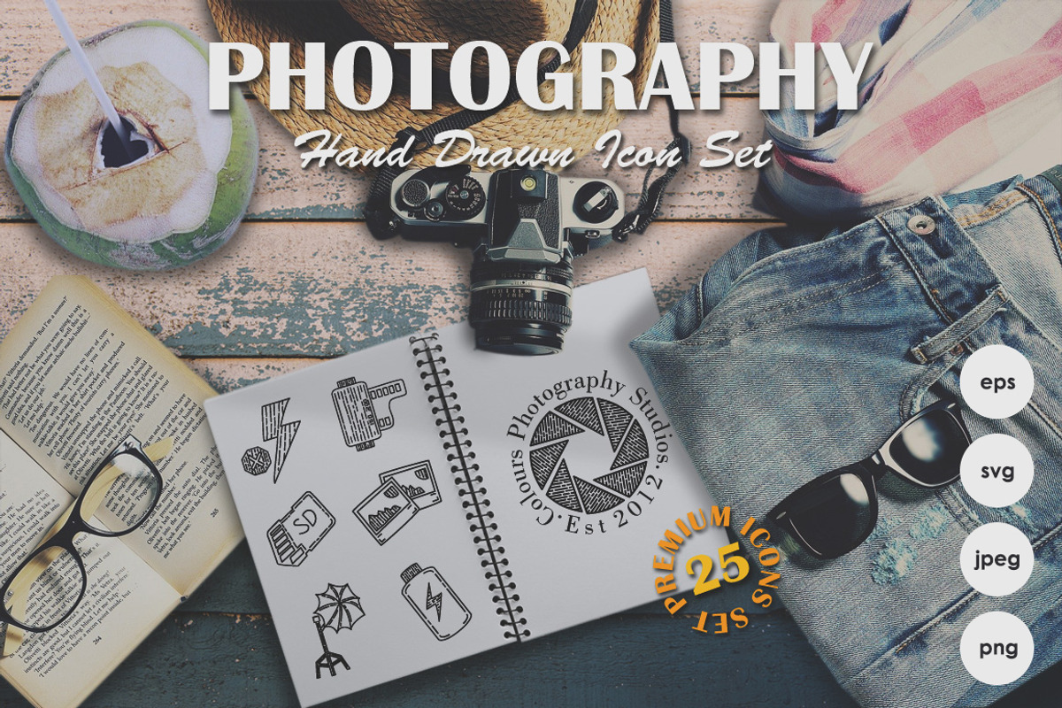 Photography Hand Drawn Icons, Logos, an Outline Icon by Tosca Digital (Photo 1 of 6)