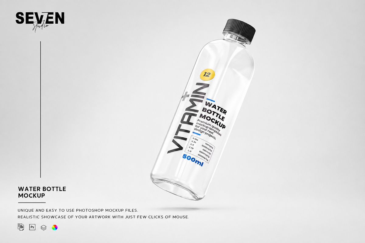 Transparent Pet Water Bottle, a Household Mockup by Se٧enStudio (Photo 1 of 2)