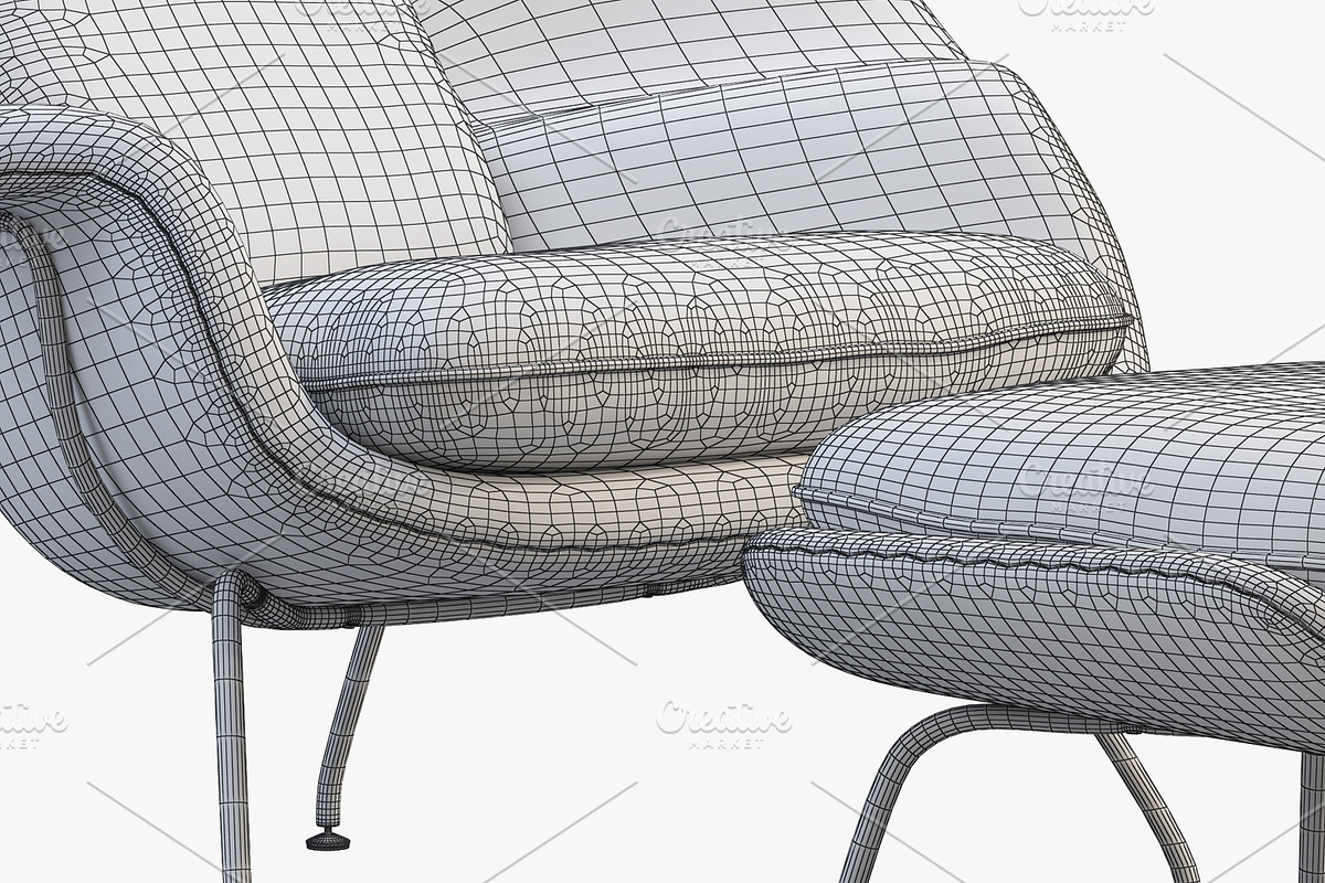 Womb Chair and Ottoman 3d model, a Furniture 3D Model by 3dmitruk (Photo 13 of 15)