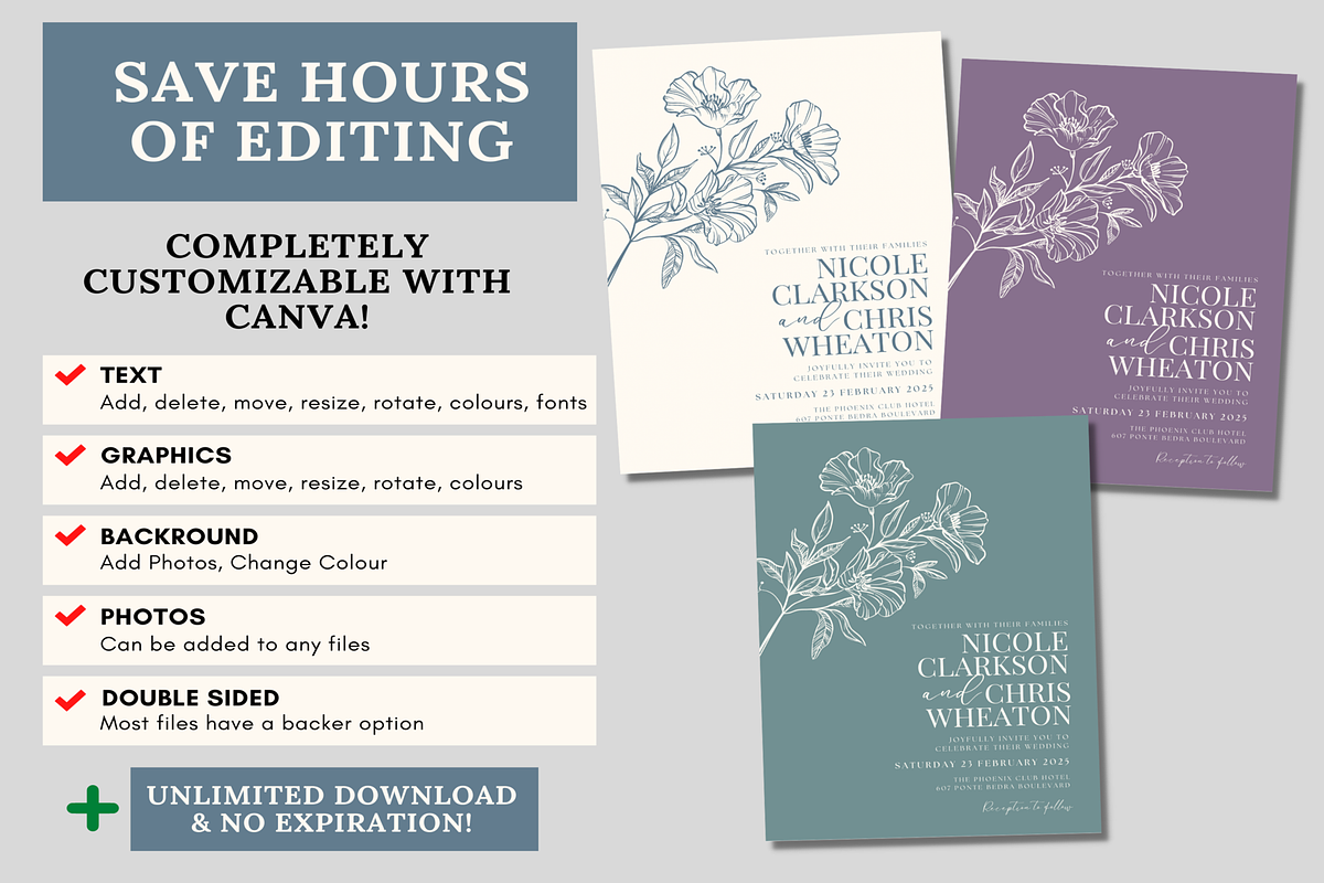 Blue Wedding Invitation Template, an Invitation Template by LushBury (Photo 4 of 5)