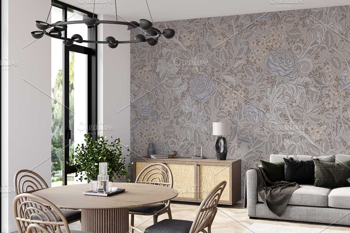Wallpaper mockup Living room scene, a Household Mockup by Hunny Badger (Photo 3 of 7)