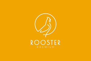 rooster poultry circle line art logo, a Branding & Logo Template by devastd