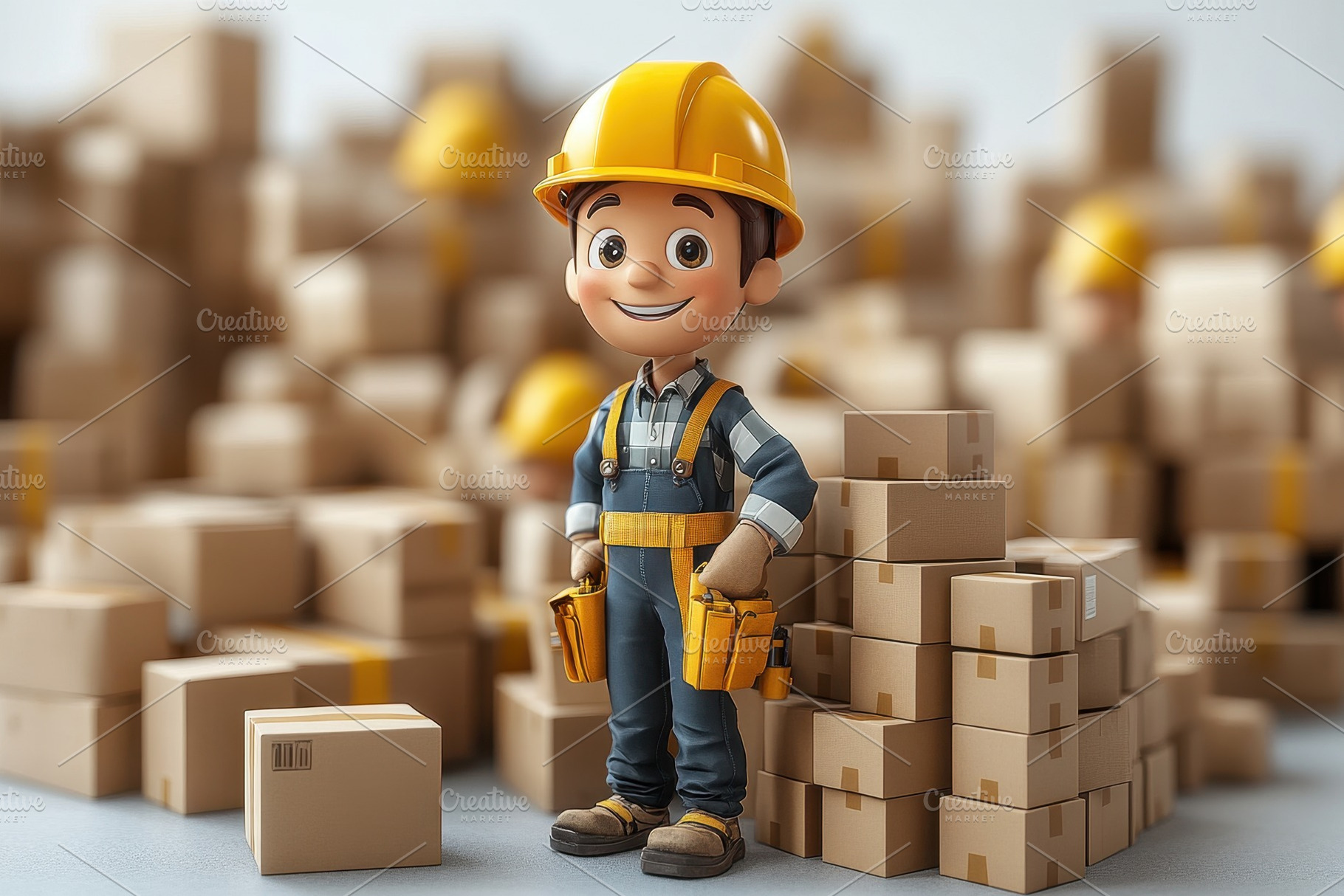 Cartoon character in construction ou, a Photo by Tanuart