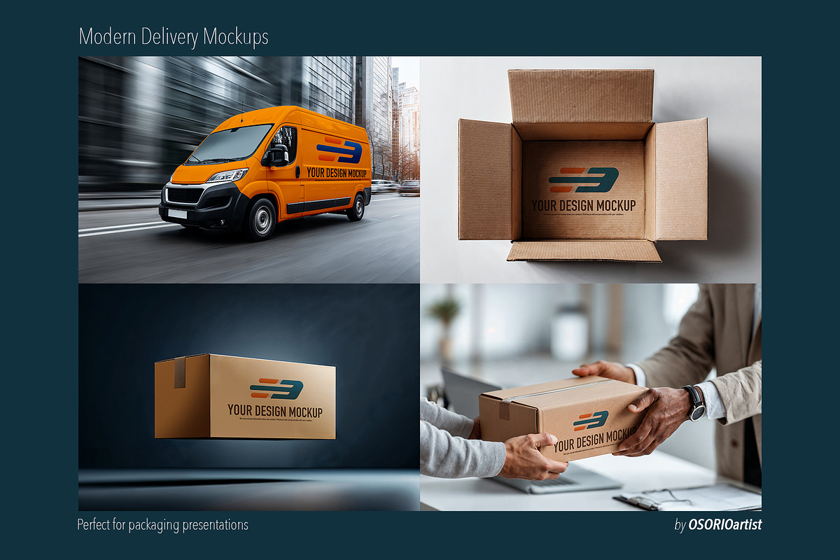 Modern Delivery Mockups, a Packaging Mockup by OSORIOartist (Photo 3 of 4)