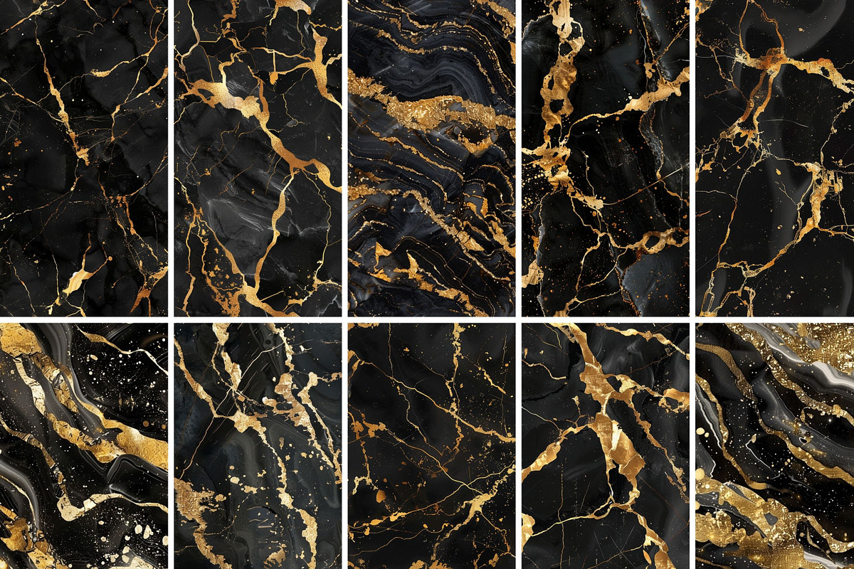 Black Gold Marble Seamless Textures, a Texture Graphic by BrushstrokeArtGB (Photo 6 of 12)