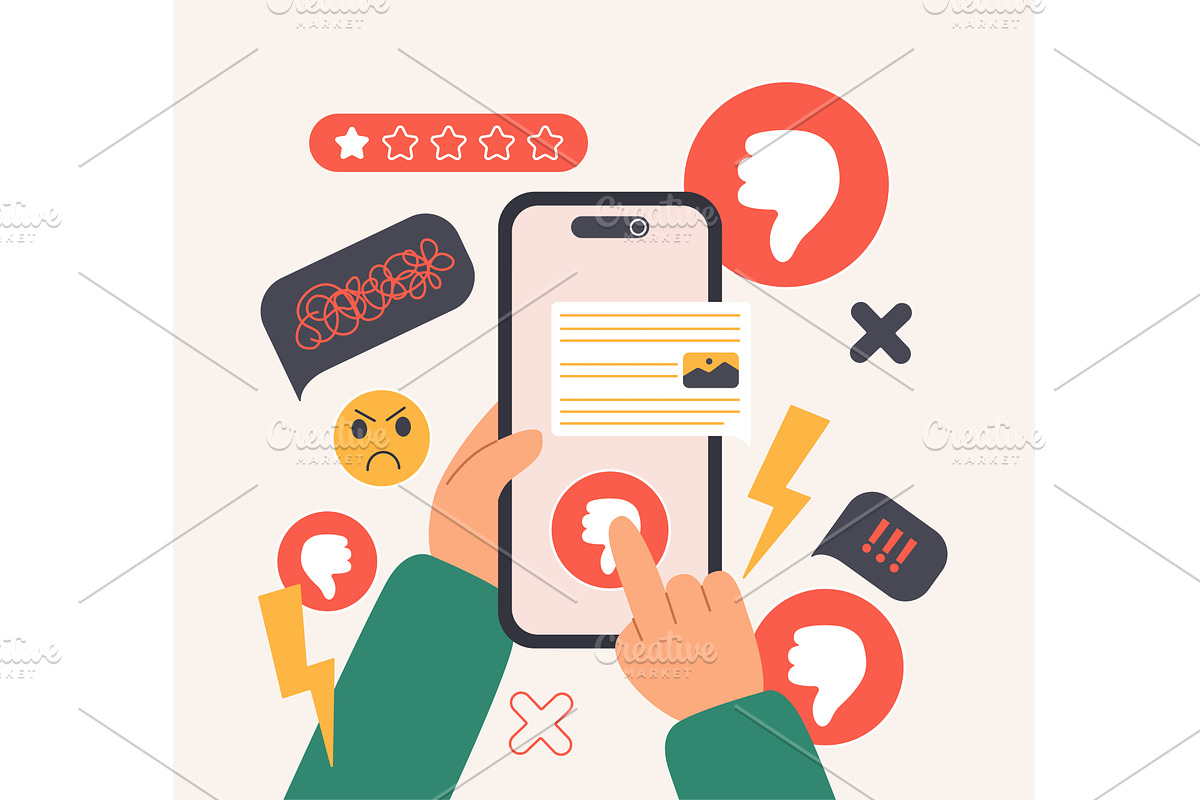 Bad negative comment complaint, a Person Illustration by Lemberg Vector