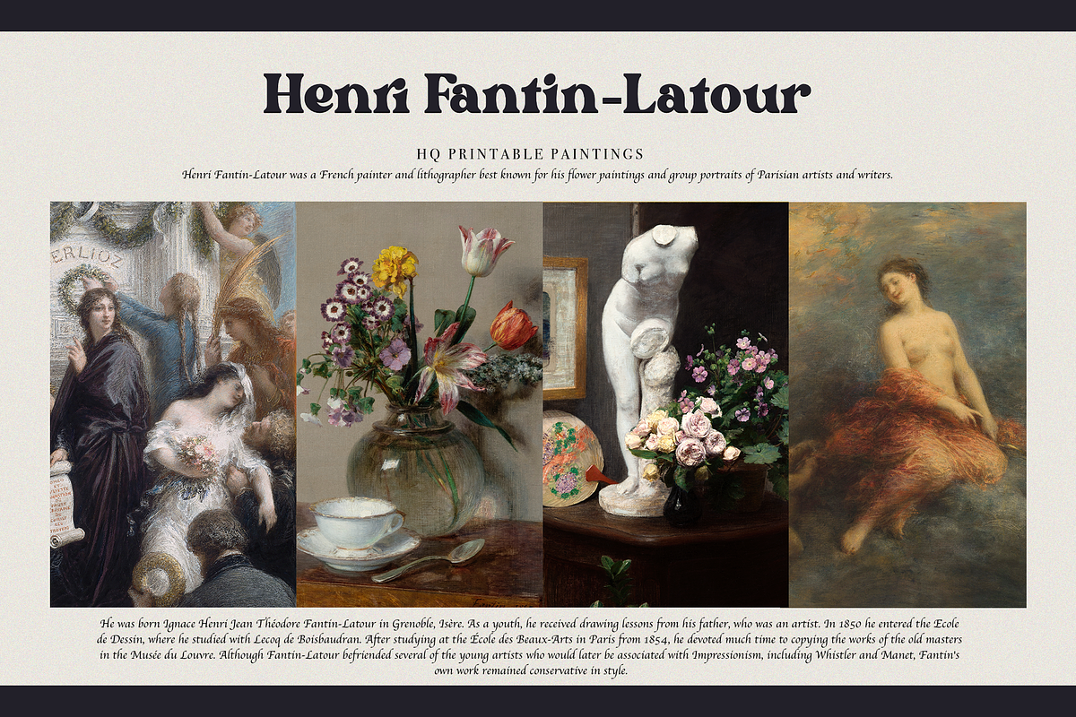 200+ Henri Fantin-Latour Paintings, a Person Illustration by Digital Museum (Photo 1 of 10)