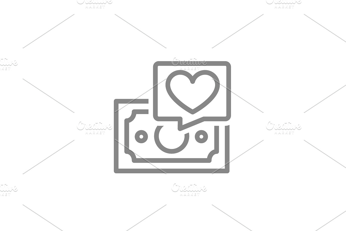 Money with heart line icon, an Object Illustration by GraphiShop