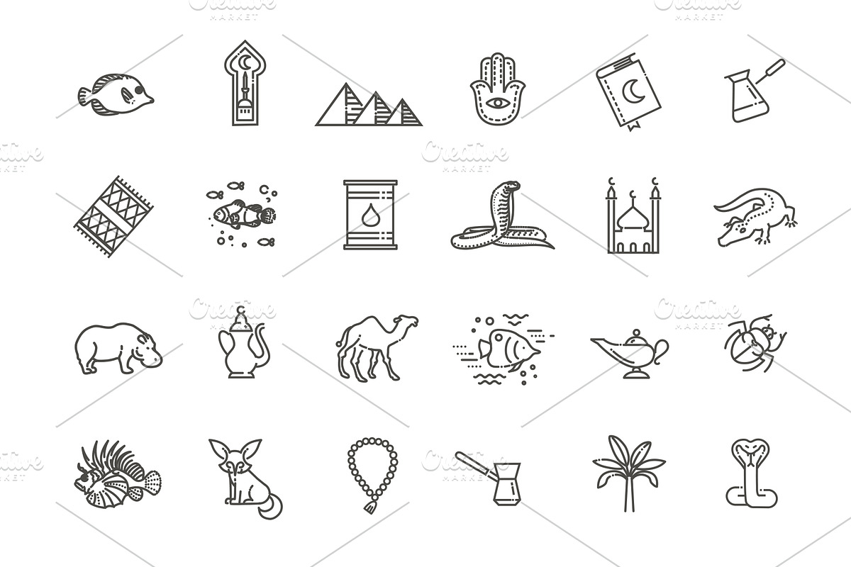 Set of Egypt icons, an Outline Icon by Tettygreen (Photo 2 of 2)