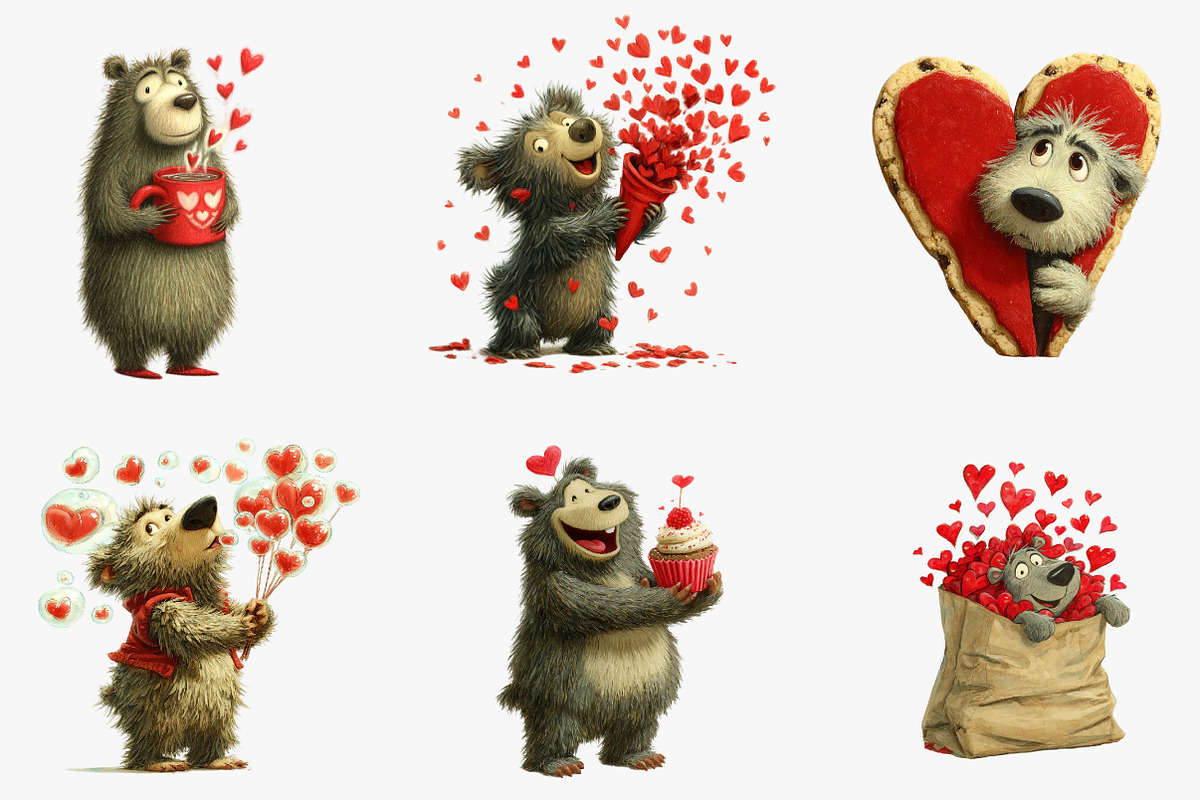 Valentine Teddy Bear Clipart, an Illustration by CreationArt (Photo 5 of 6)