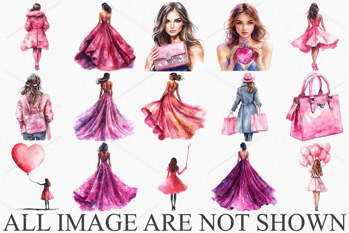 Glamour Girl Glam Pink Clipart PNG, an Illustration by Canvas Craft (Photo 3 of 7)