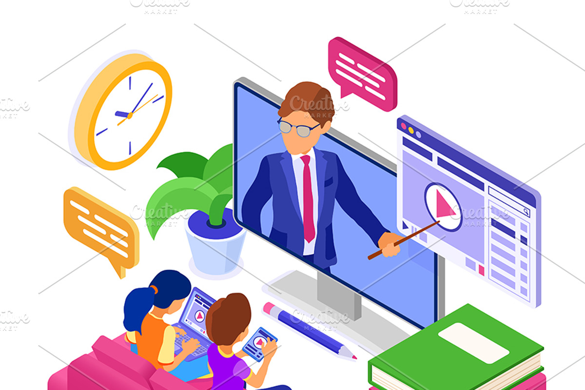 Online distance education from home, an Education Illustration by TAlex (Photo 2 of 6)