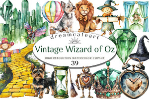 Vintage Wizard of Oz Clipart, an Illustration by DreamCafeArt