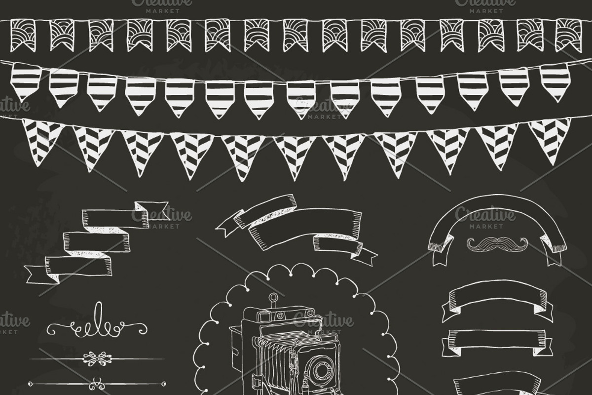 Hand Drawn Ribbons and Frames preview 2
