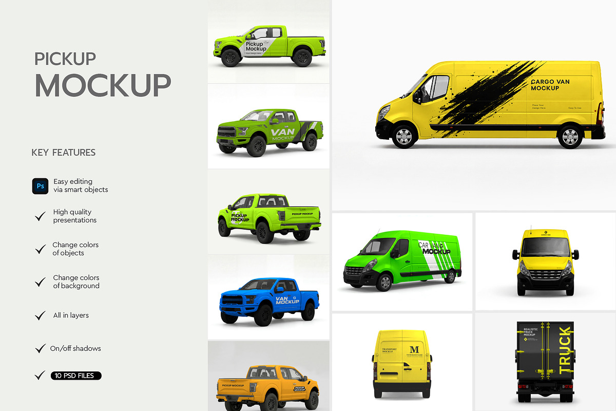 Pickup Truck & Delivery Van Mockup, an Advertising Mockup by graphypix (Photo 3 of 15)