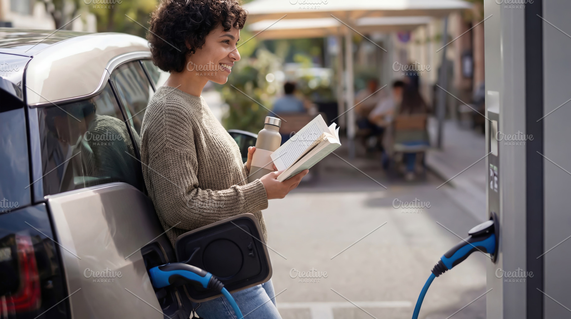 Woman electric vehicle eco-friendly, a Person Photo by Shootdiem