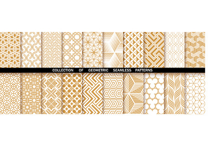 Geometric set of seamless gold and, a Pattern Graphic by RODINA