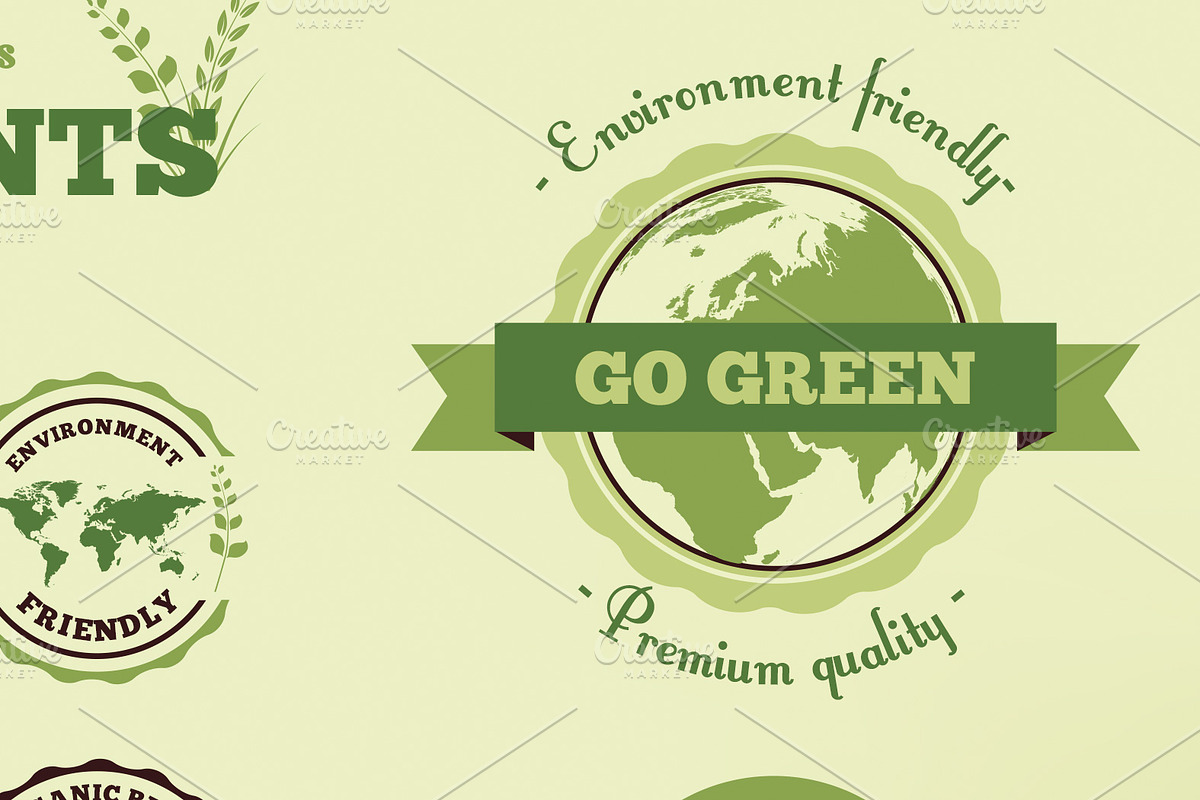 Vintage Green Vector Badges preview 3