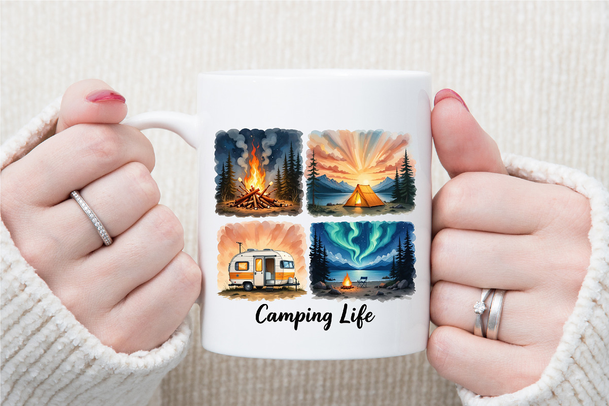 Brushstroke Camping Sublimation PNG, an Illustration by Sublimation Artist (Photo 6 of 9)