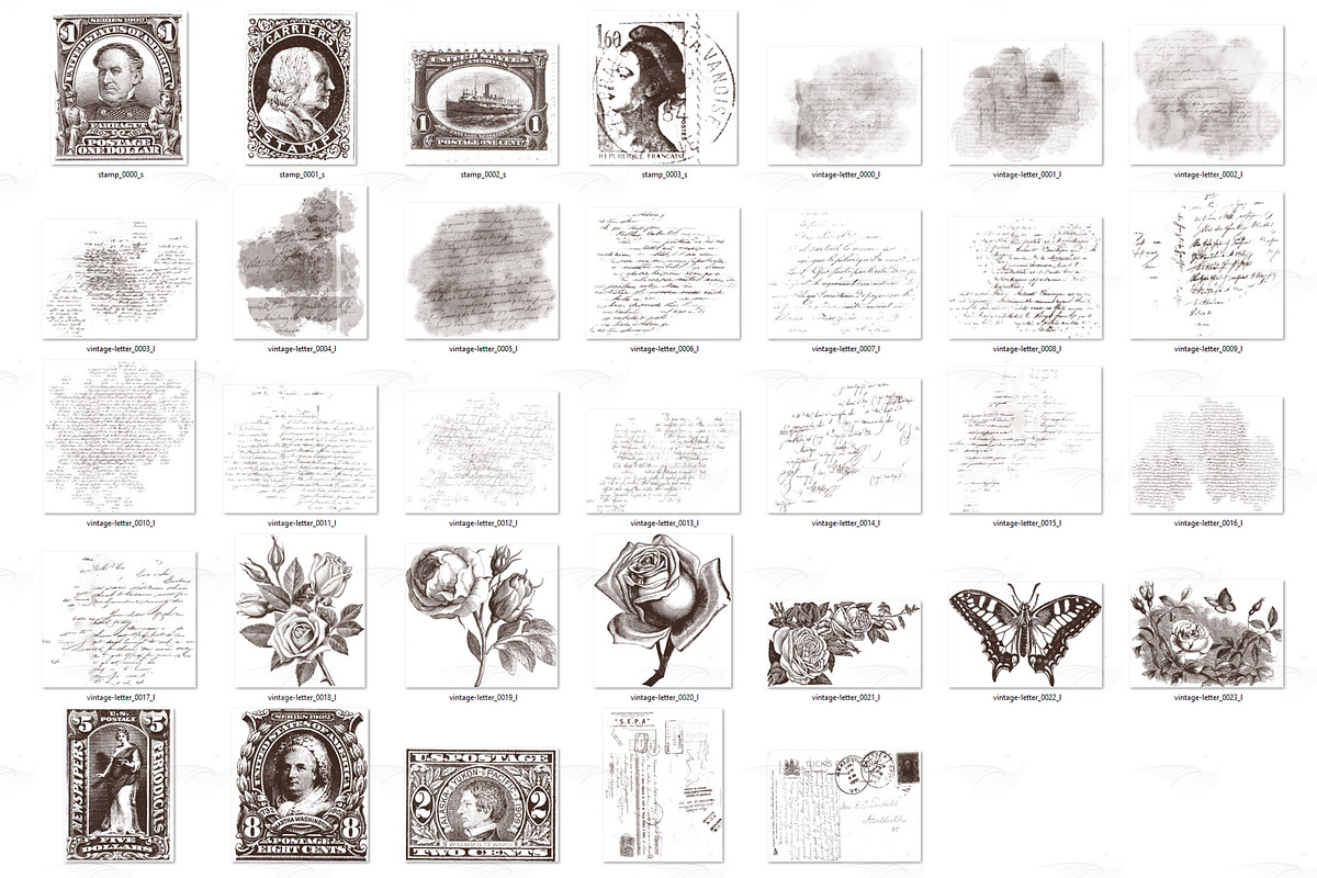 Vintage Letters Overlays, an Illustration by Digital Curio