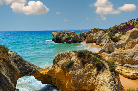 Summer Atlantic rocky coast view (Albufeira outskirts, Algarve,, a Nature Photo by YuriyB