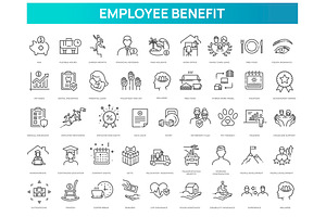 Employee Benefits line icons set, an Outline Icon by Tettygreen